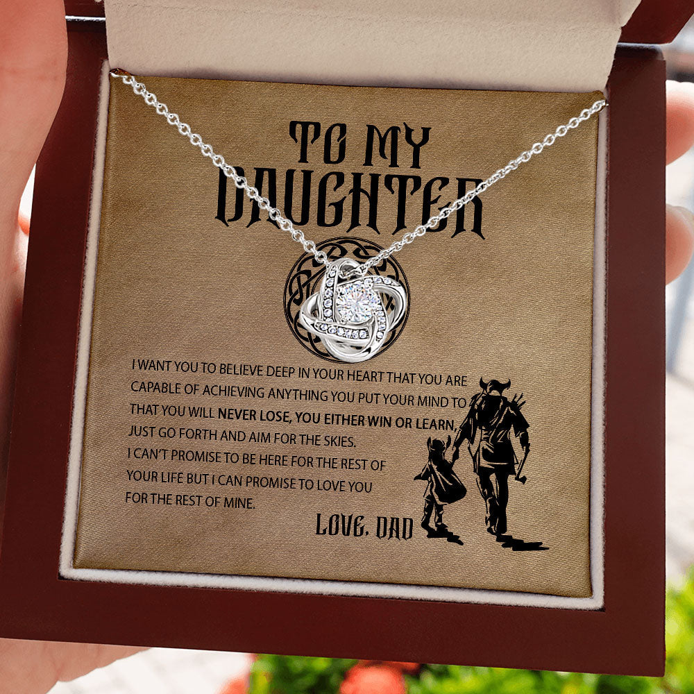 To My Daughter Granddaughter Necklace Gift – Father Daughter Necklace Gift From Dad – Granddaughter Necklace Gift From Grandpa Papa – Viking Necklace Daughter You Will Never Lose – Love Knot Necklace Lx050B