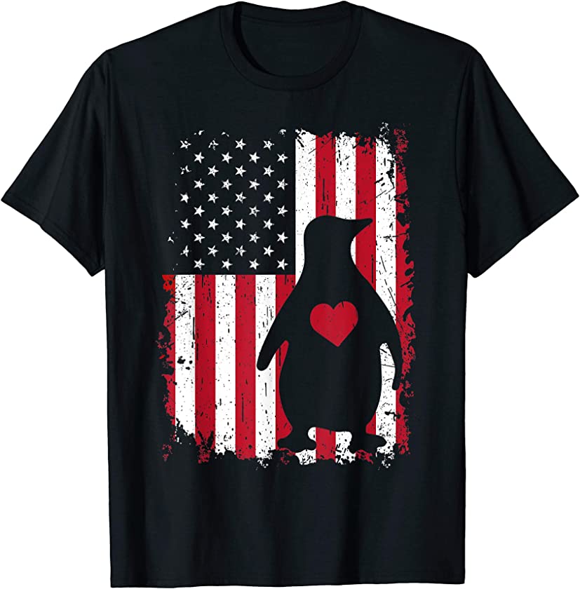 Penguin 4th of July Shirt American USA Flag Patriotic Gift