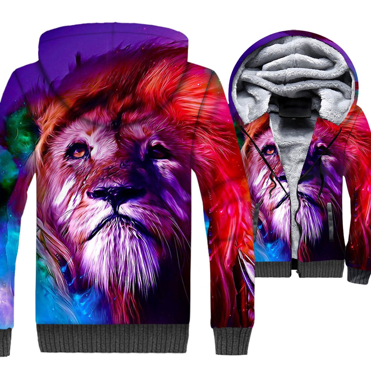 Animal Jackets – Animal Series Color Lion Super Cool 3D Fleece Jacket