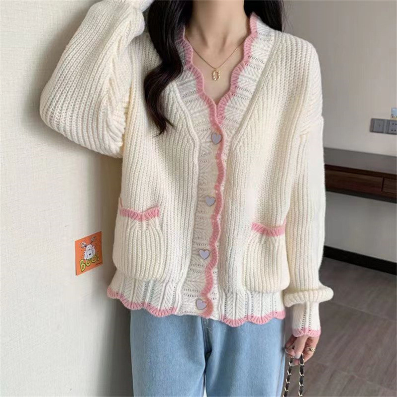 All Match Autumn Winter Woman Casual Knitted Sweater Cardigan Women’s Loose Soft Coat Lovely Sweet Stripe Warm Gentle alx