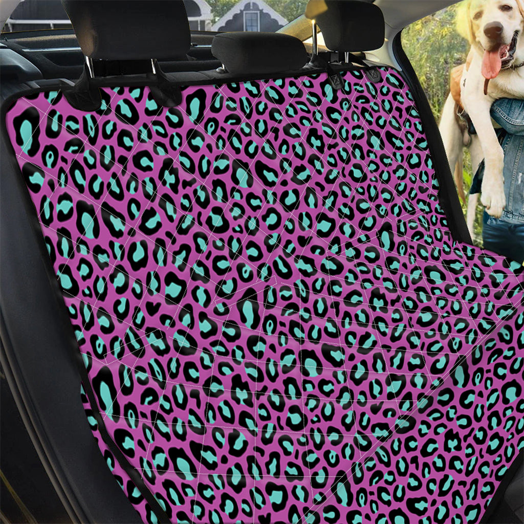 Purple And Teal Leopard Pattern Print Pet Car Back Seat Cover