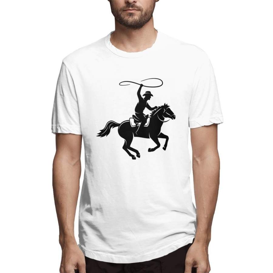 Summer Fashion Men’s Cotton T-shirt Cowboy Ride Horse Graphic T-shirt Printed Plus-size Men’s T-shirt Summer Tops