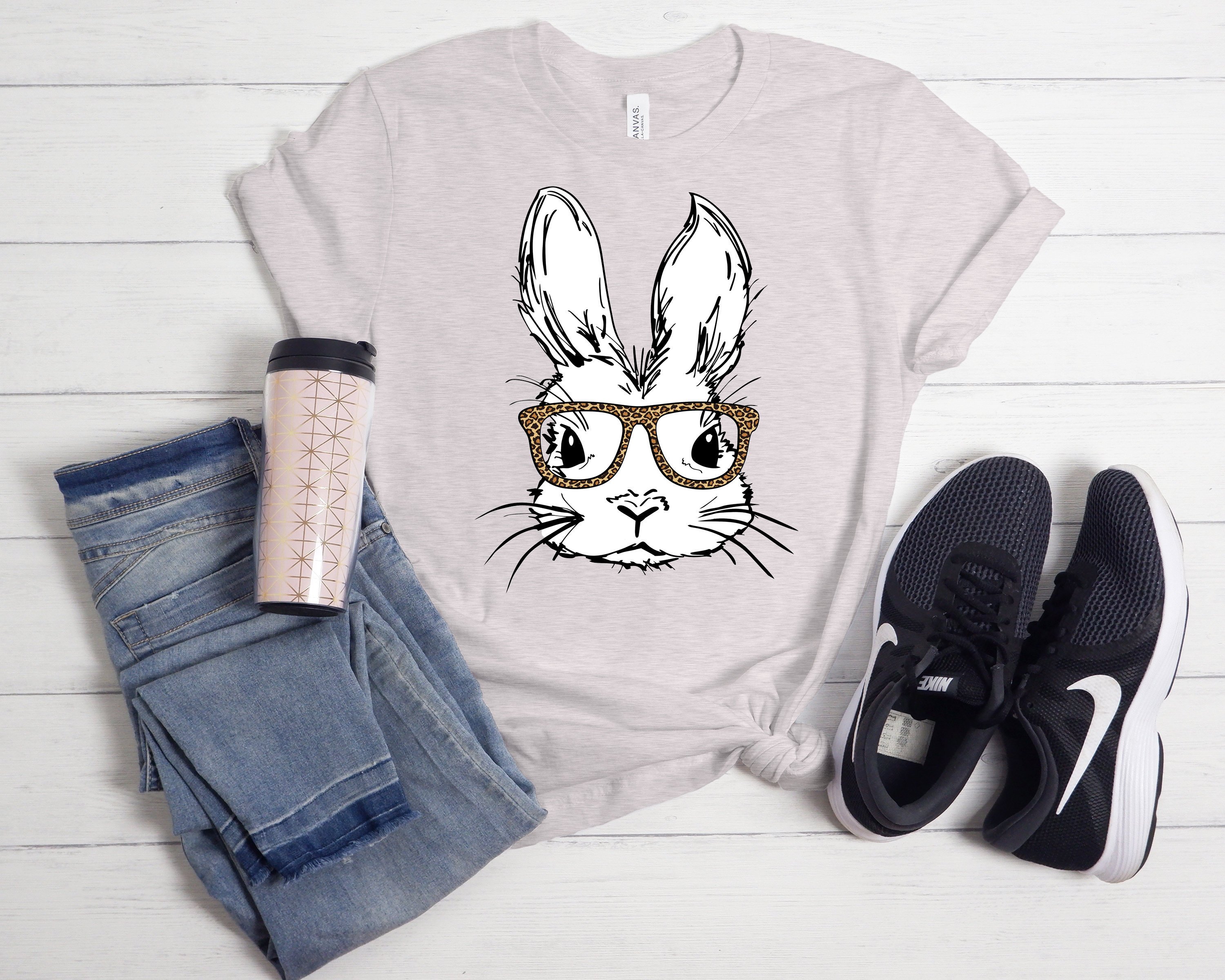 Easter Shirt,Women Easter Shirt,Rabbit With Leopard Glasses Shirt,Cute Bunny Shirt,Easter Shirt,Easter Bunny Shirt,Cute Easter Tee,Bunny Tee