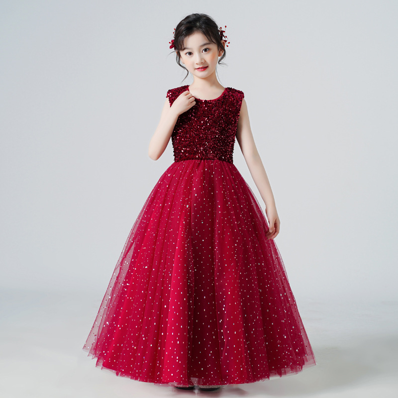 2022 Summer Carnival Children Princess Gown Bridesmaid Clothing Wedding Party Long Dresses For Girls Costume Vestidos 4 8 14 Age alx