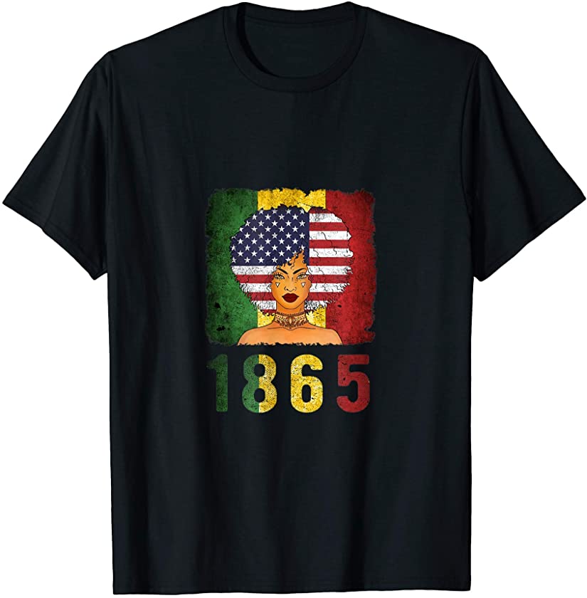 Juneteenth 1865 Dashiki Black Women African American Flag T-Shirt