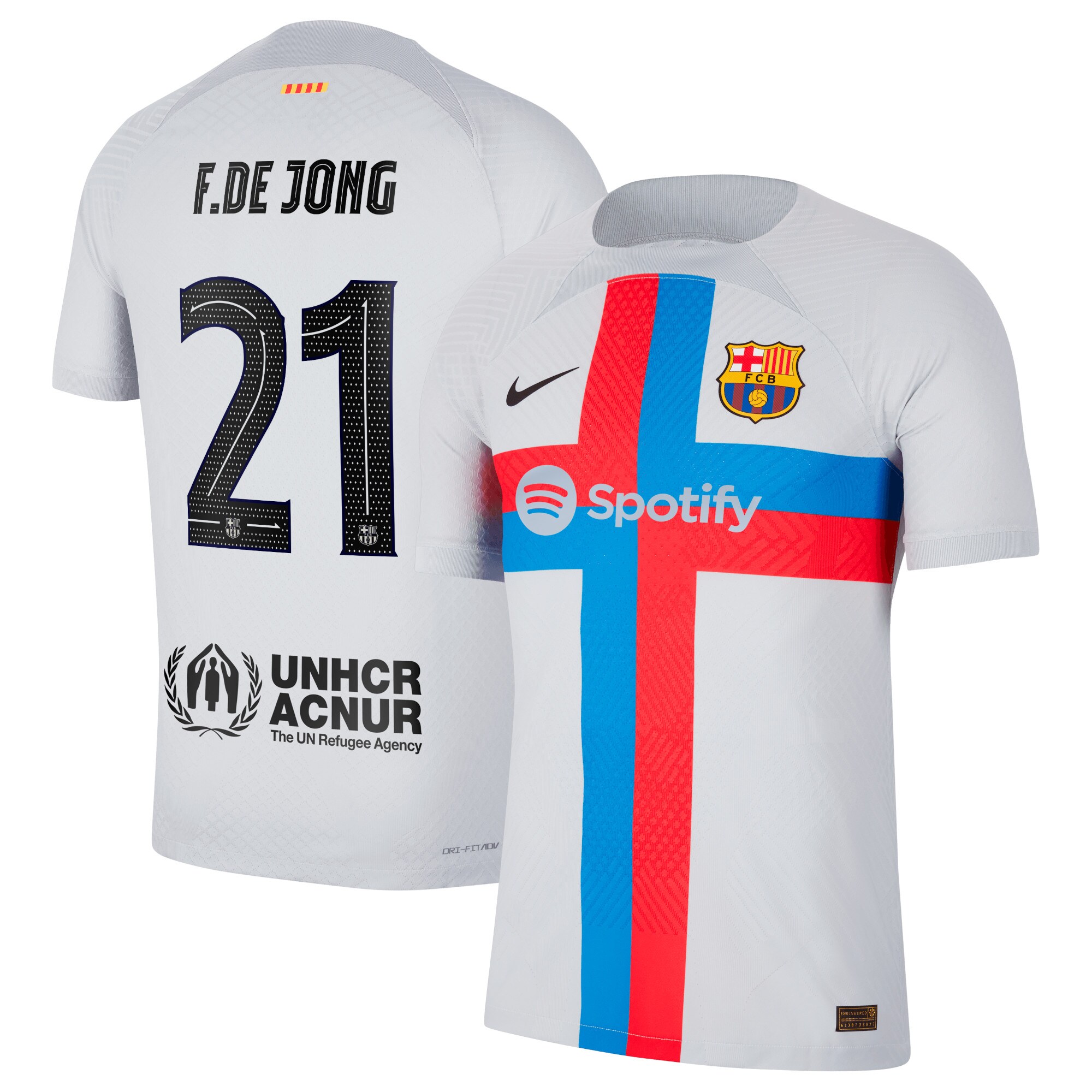 Frenkie de Jong Barcelona 2022/23 Third Vapor Match Authentic Player Jersey – Gray