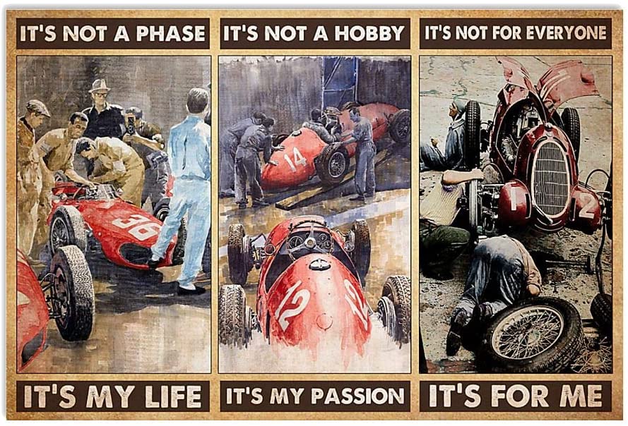 Vintage Men Auto Mechanic – It’S Not A Phase It’S My Life It’S My Passion Poster Art Print      Home Decor Gift For Men Women Family Friend On Birthday Xmas