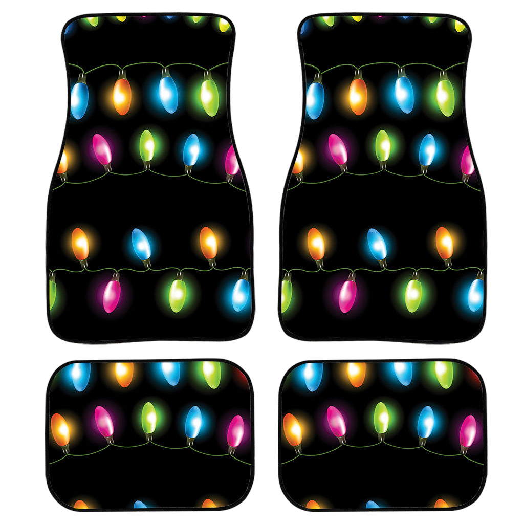 Colorful Christmas Lights Print Front And Back Car Floor Mats, Front Car Mat