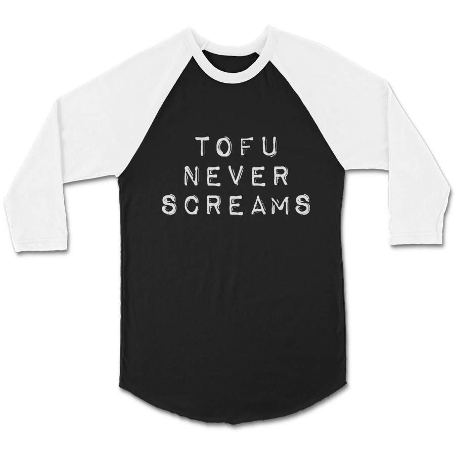 Vegan Tofu Never Screams Vegetarian Gift Animal Lover Vegan Vibes Animal Rights Yoga Gift CPY Unisex 3/4 Sleeve Baseball Tee T-Shirt