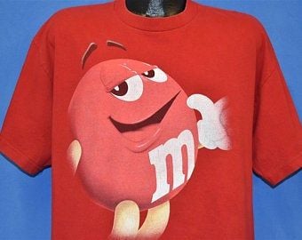 90s Red M&m Chocolate Candy Mascot Mars Funny T-shirt Extra 5364