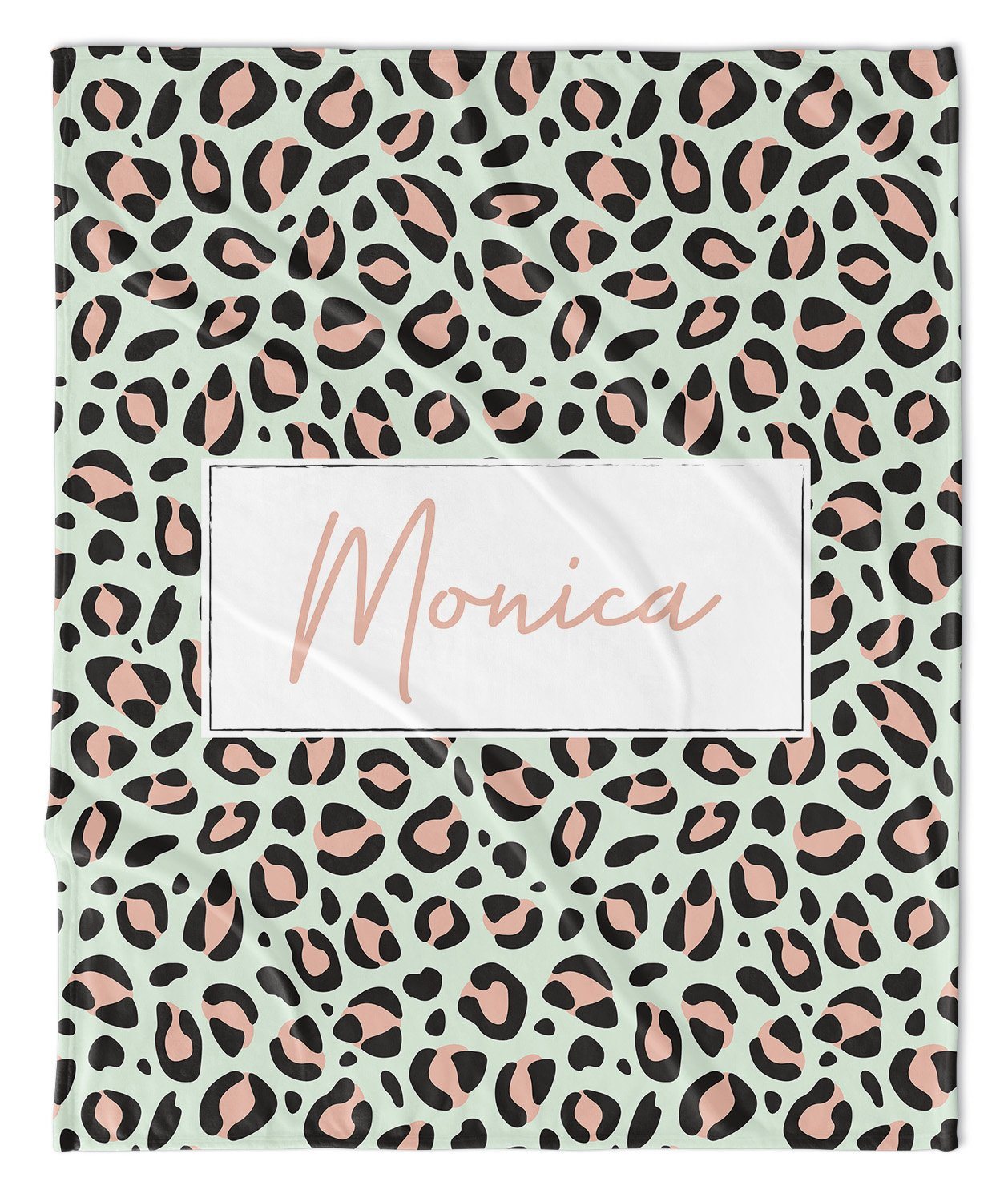 ANIMAL PRINT MODERN PERSONALIZED BLANKET – MINT