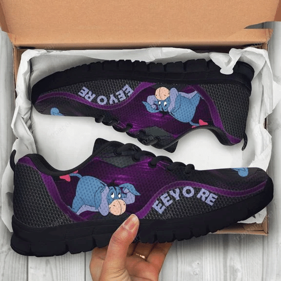 Eeyore Winnie-The-Pooh Ver3 Print Sneakers, Women’S Sneakers, Handmade Crafted Sneaker Black Shoes Birthday Gift Fashion Fly Sneakers