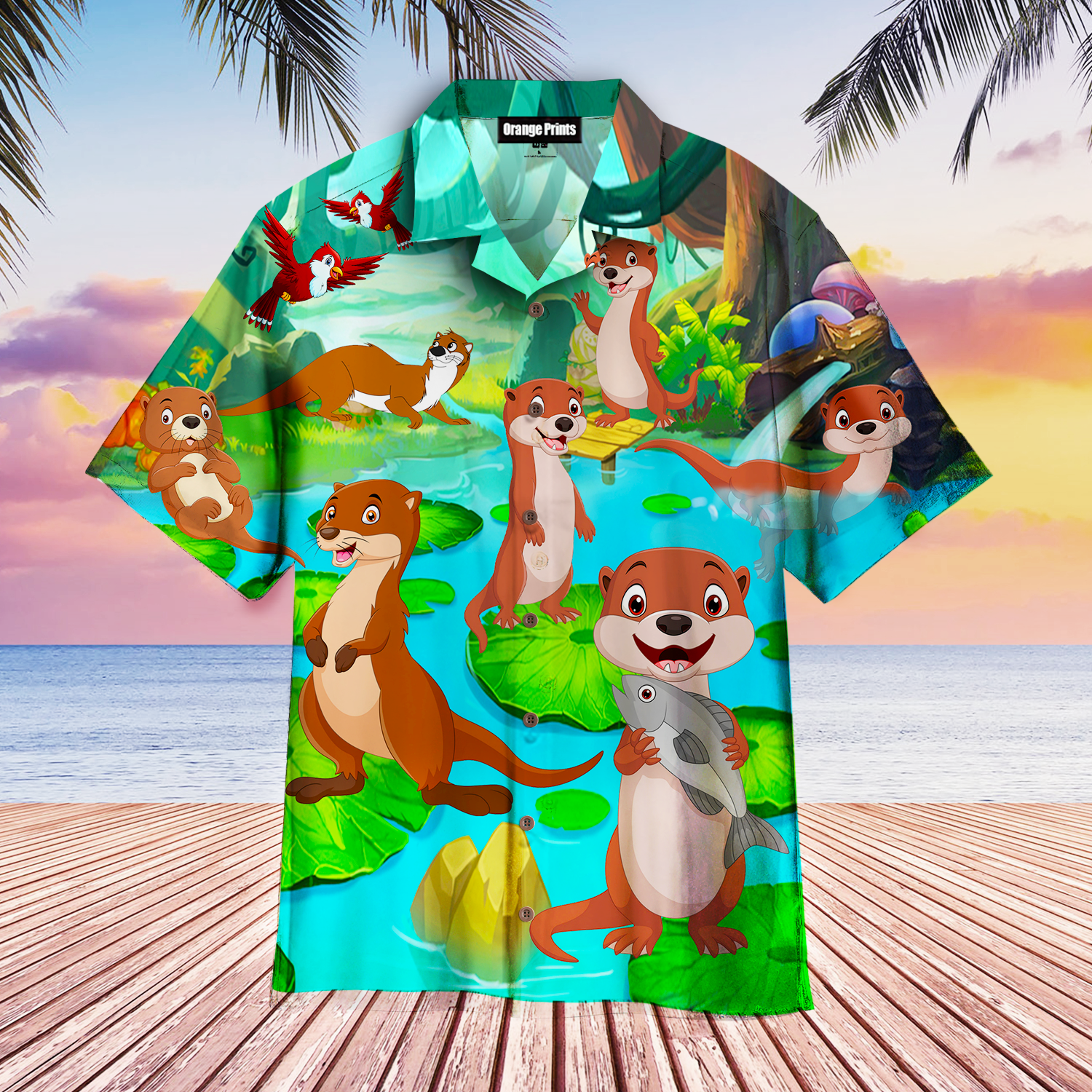 Otter On The Pond Forest Aloha Hawaii Shirts For Men Women Ha8039