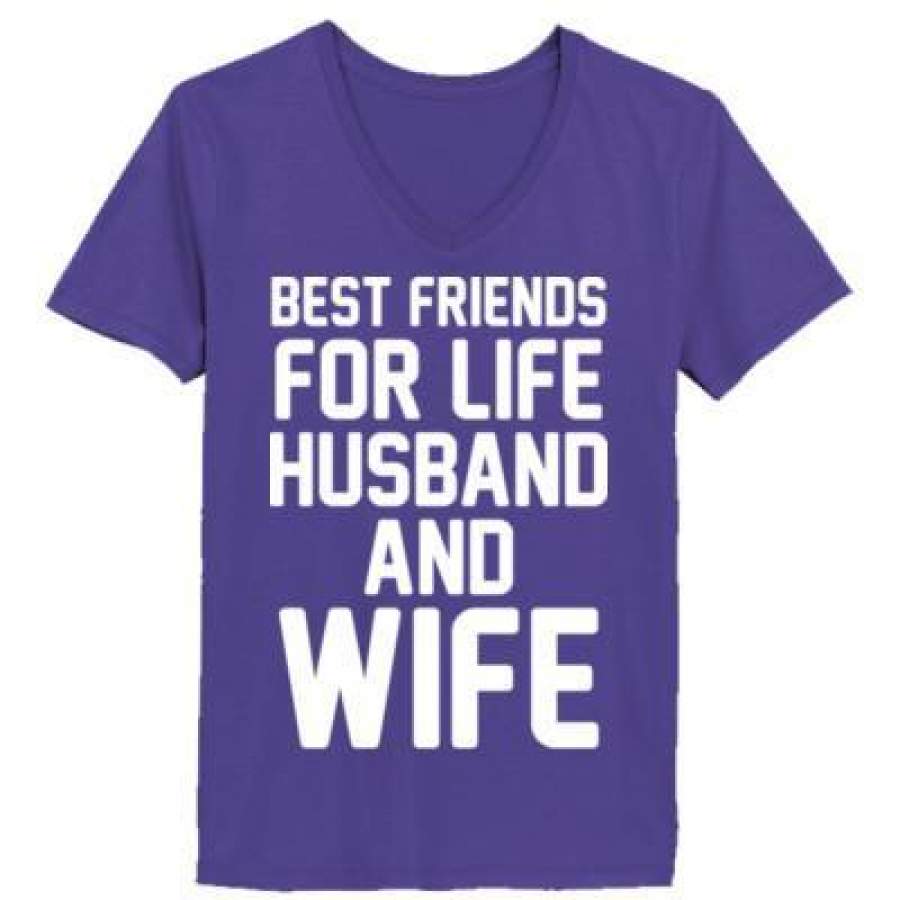 AGR Best Friends For Life Husband And Wife – Ladies’ V-Neck T-Shirt