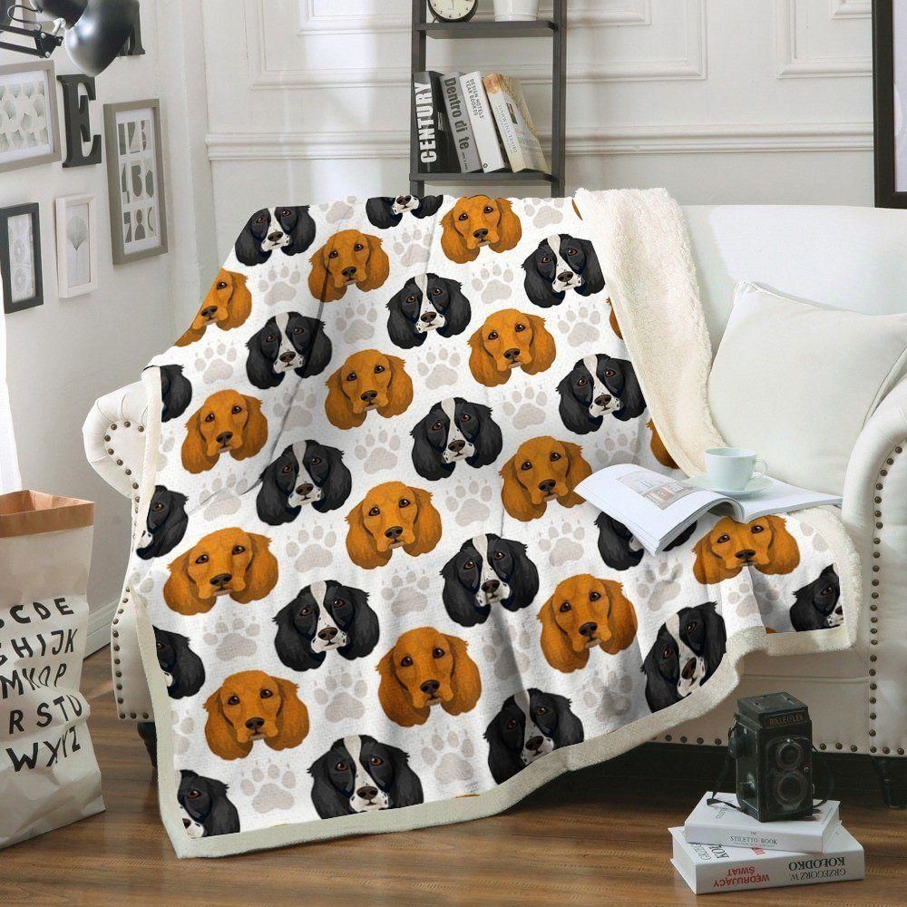 Beagle Head Pattern Printed Fleece Blanket, Sherpa Blanket, Gift For Parent, Family Member, Friends Gift, Christmas Gift, Home Decor, Home Living