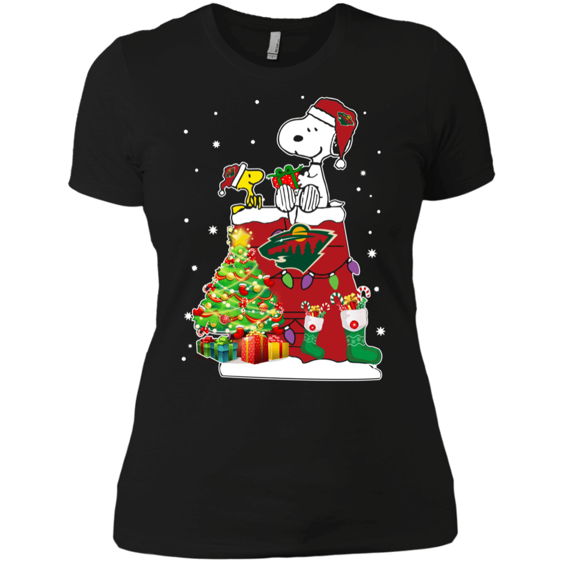 Find Minnesota Wild Snoopy & Woodstock Christmas Shirt Ladies’ Boyfriend Shirt