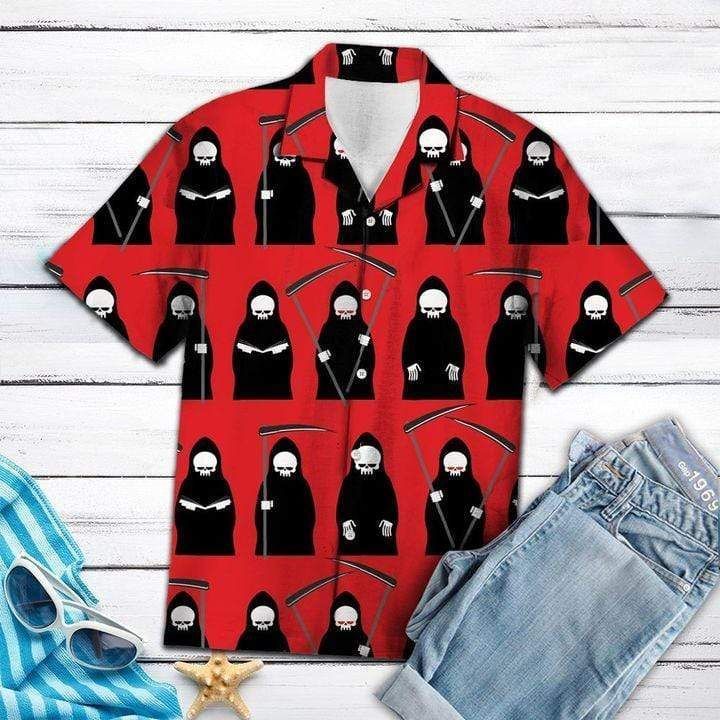 Get Now Red Amazing Grim Reaper Hawaii Aloha Shirts H Ha76093