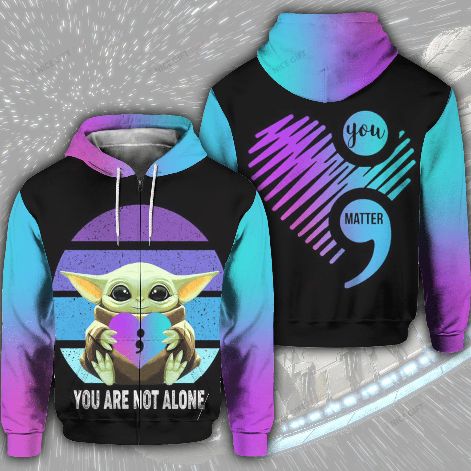 You Are Not Alone Zip Hoodie 3D 3Zh-F5O2