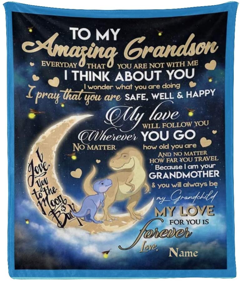 Grandson Blanket –  To My Grandson Blanket From Grandma Grandpa Birthday Graduation Christmas Gift For Grandson, Boys, Mens