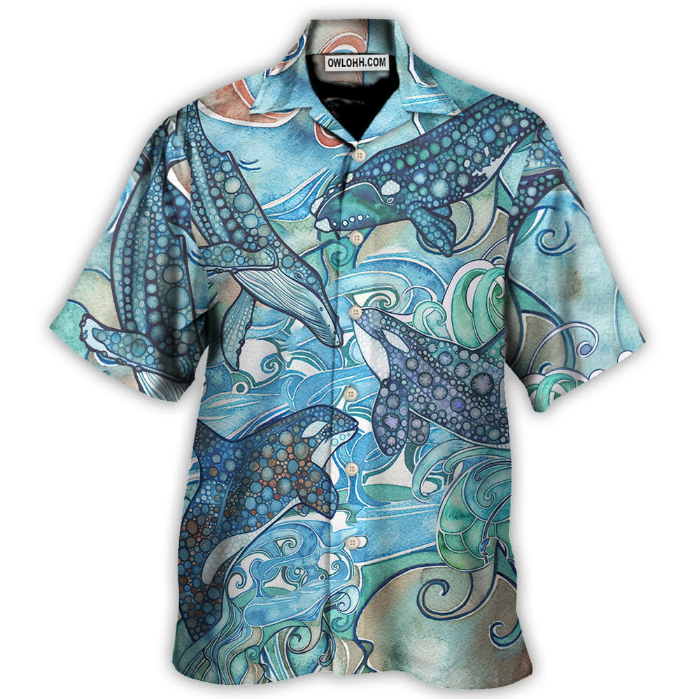 Shark Jumping In The Ocean Stained Glass – Hawaiian Shirt  – Owl Ohh