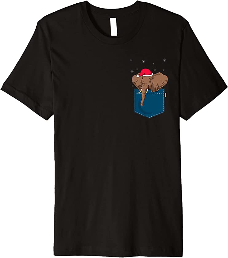 Pocket Christmas Zoo Animal Lover Merry Xmas Africa Elephant Premium T-Shirt