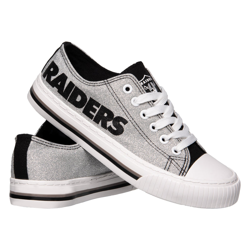 Las Vegas Raiders NFL Womens Glitter Low Top Canvas Shoes