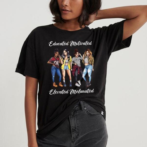 Black History Month – Educated Motivated Black Queen Melanin African American T-Shirt – Gst