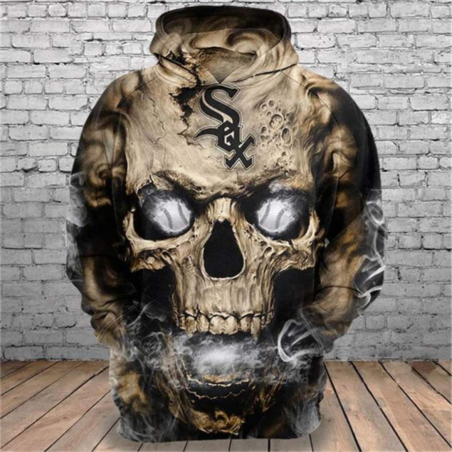 Chicago White Sox Skull 3D Hoodie Sweatshirt Jacket Pullover