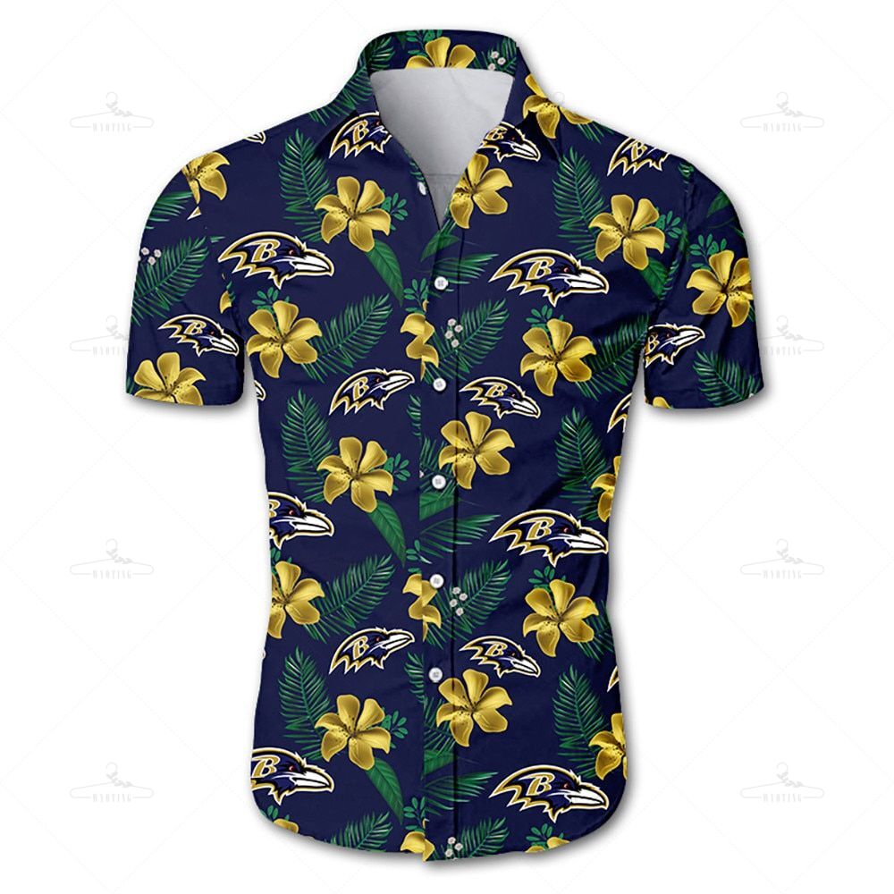 Baltimore Ravens Hawaiian Shirt Tropical Flower Summer 2020