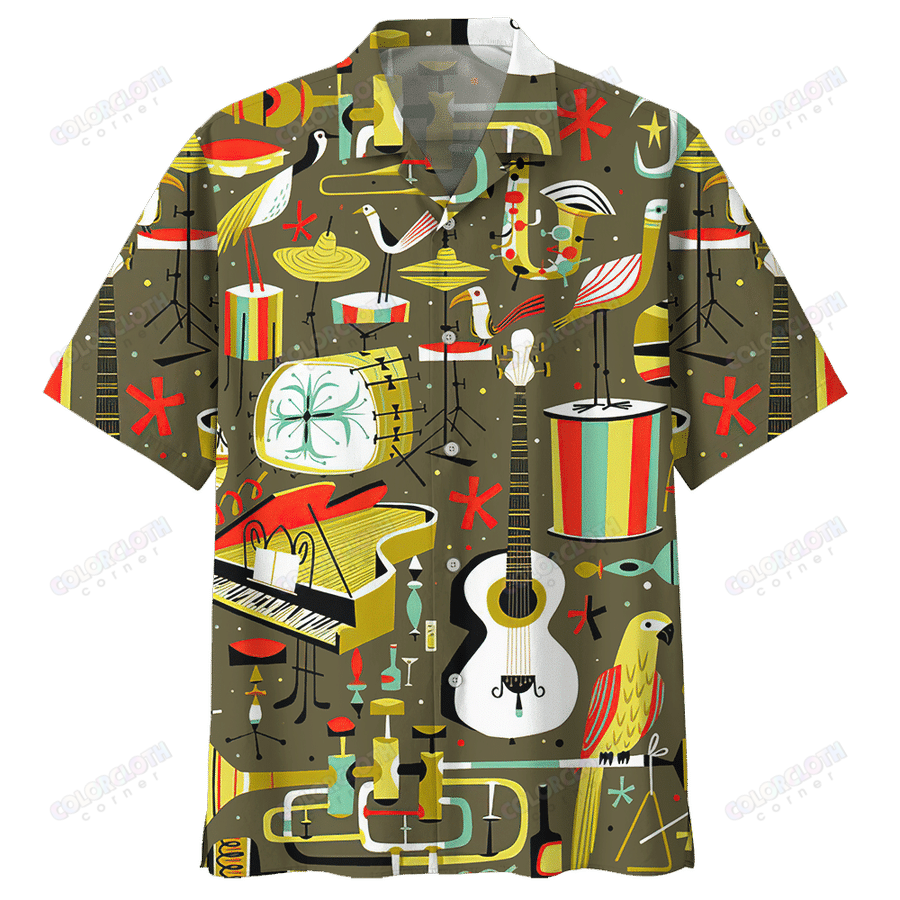 Guitar Pattern Hawaii Shirt Ha48832