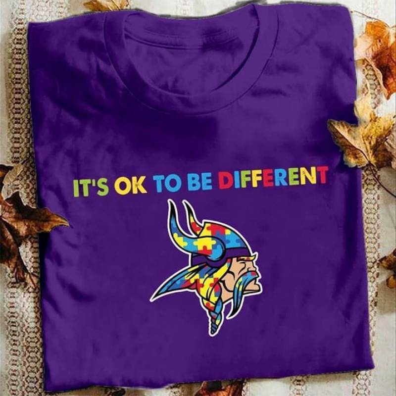 minnesota vikings autism it’s okie to be different t shirt