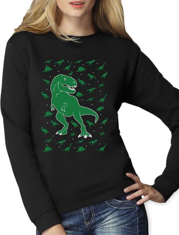 Chaos Dinosaur Ugly Christmas Women s Crewneck Sweatshirt