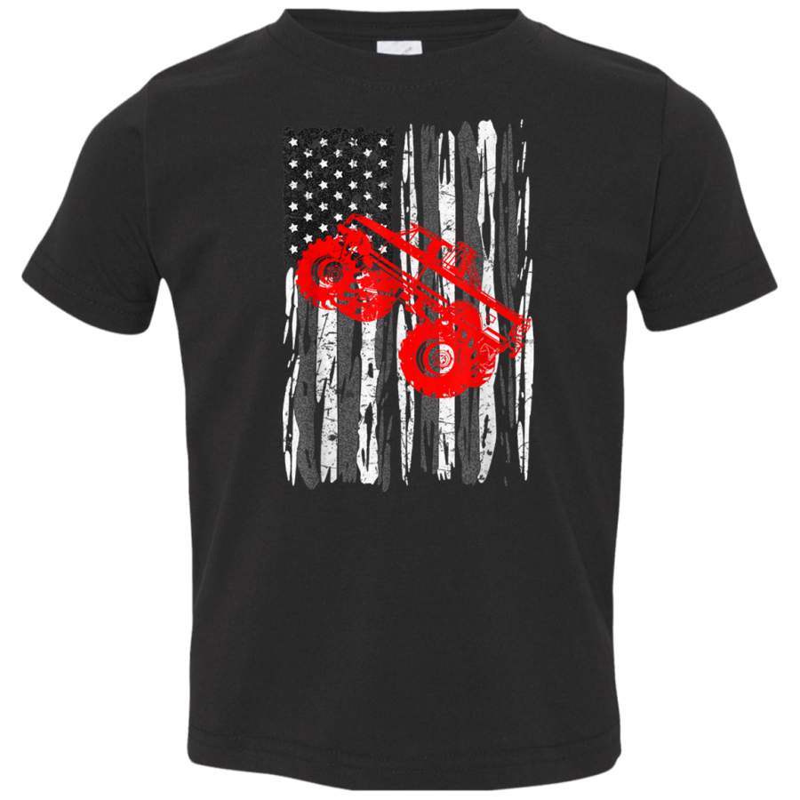 US Flag Monster Truck TShirt American Trucks Cars Lover Tee 3321 Rabbit Skins Toddler Jersey T-Shirt