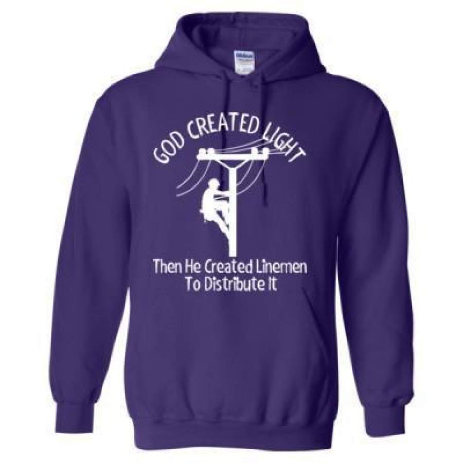 AGR God Created Light The He Created Linemen To Distribute It – Heavy Blend™ Hooded Sweatshirt