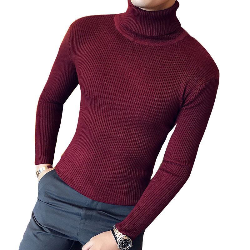 2018 Fashion Mens Turtleneck Sweaters Pullover Male Autumn Winter Slim Fit Sweater Trendy Black Turtle Neck Knitted Pullovers alx