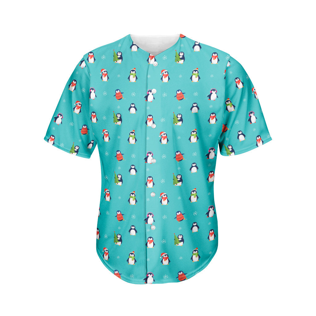 Cute Snowy Penguin Pattern Print Men’S Baseball Jersey 3D Print