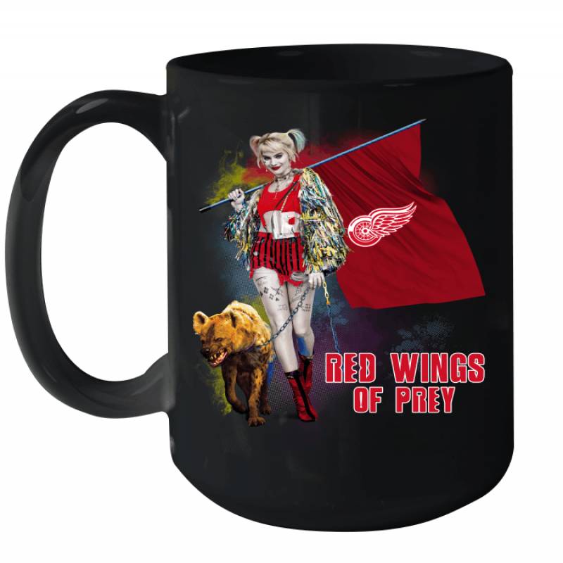 Harley Quinn flag Detroit Red Wings Of Prey Ceramic Mug 15oz