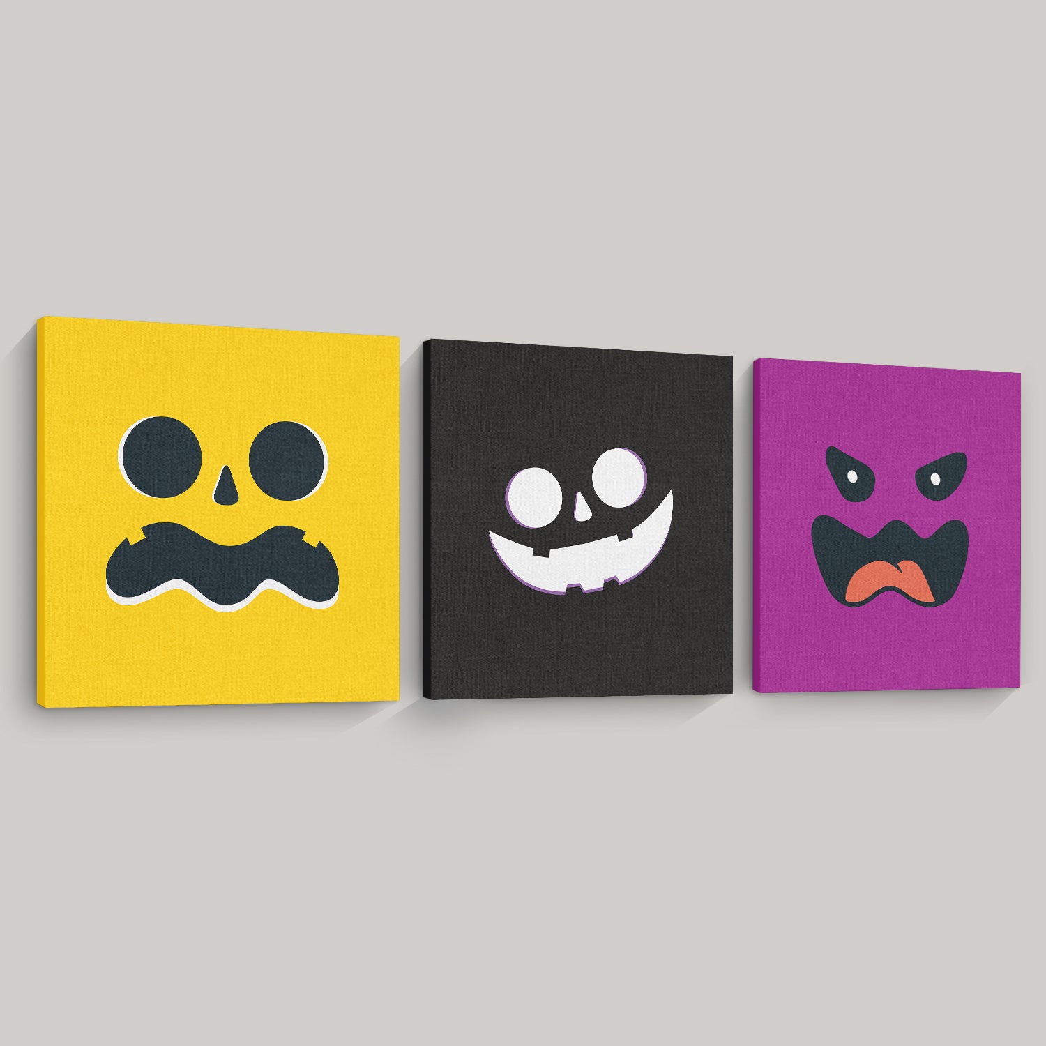 3 Piece Halloween Face Canvas