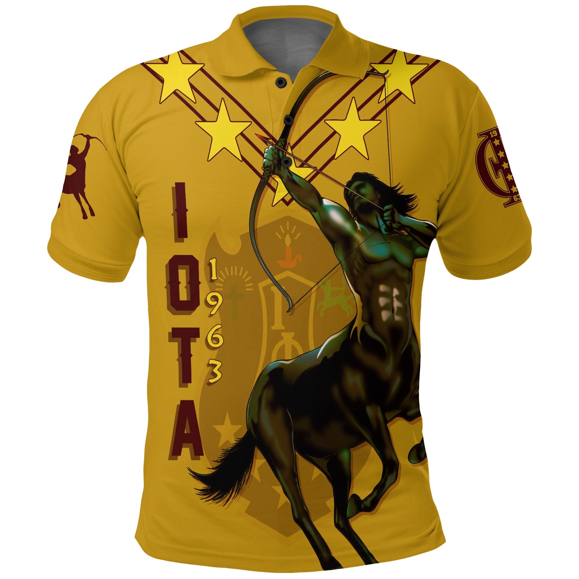 Fraternity Polo – Personalized Iota Phi Theta Polo Shirt Mighty Gilded Gold Centaur