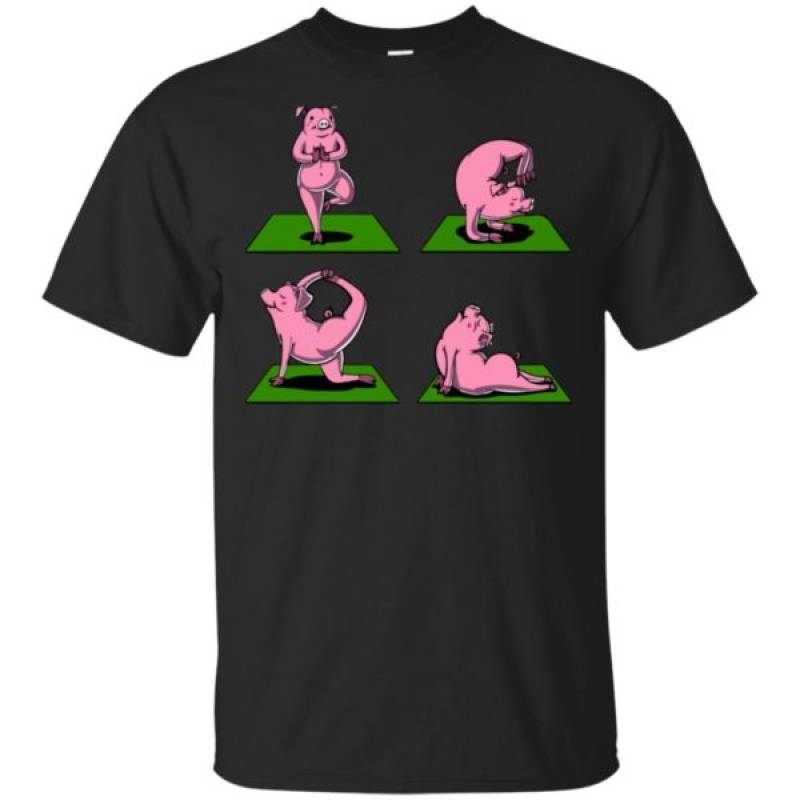 Pig Yoga Workout Poses Funny Farm Animal Pork Long Sleeve T-Shirt Hoodie