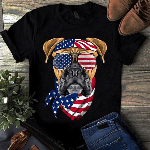 The Dog Boxer American Flag 4Th July Day Independence  Animals T Shirt Hoodie Sweater  Size S-5Xl