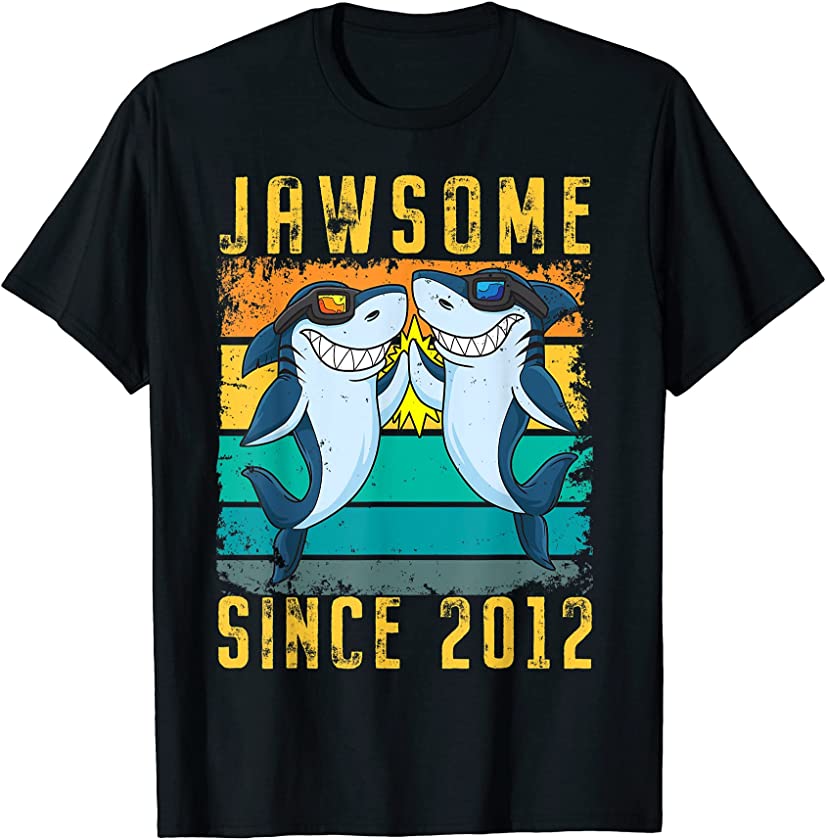 9th Birthday Shark 9 Year Old Jawsome Since 2012 T-Shirt