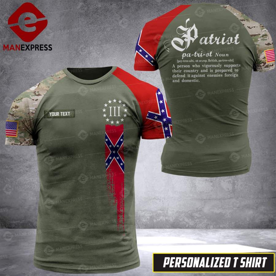 Confederate Flag Patriot  customized Printed T-Shirt NQA