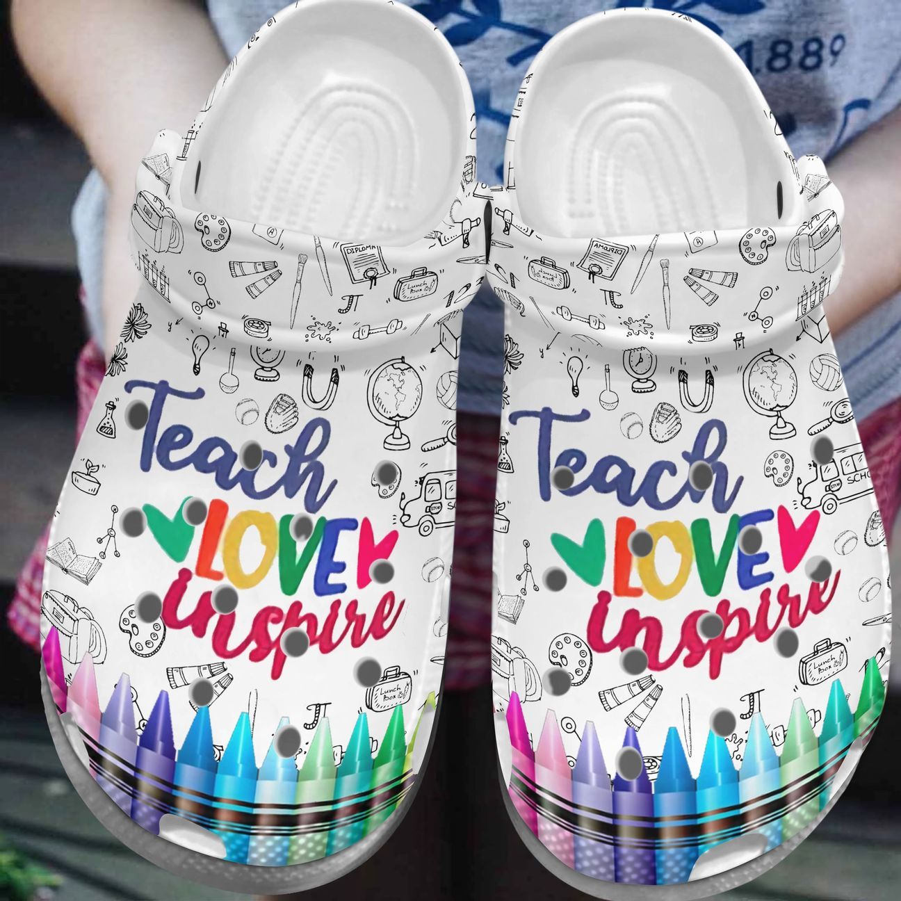 Teacher Personalized Clog, Custom Name, Text, Color, Number Fashion Style For Women, Men, Kid, Print 3D Teacher Love Inspire