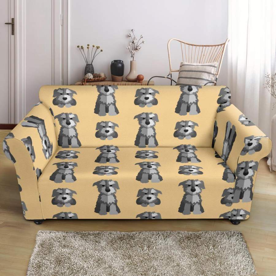 Schnauzer Dog Puppy Pattern Print Loveseat Cover