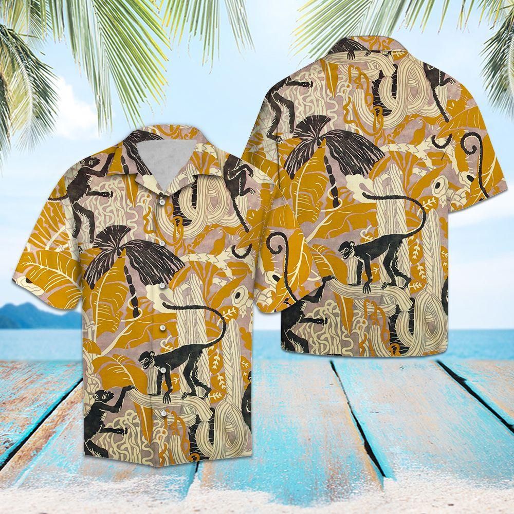 Tropical Monkey Aloha Hawaiian Shirt Colorful Short Sleeve Summer Beach Casual Shirt For Men And Women