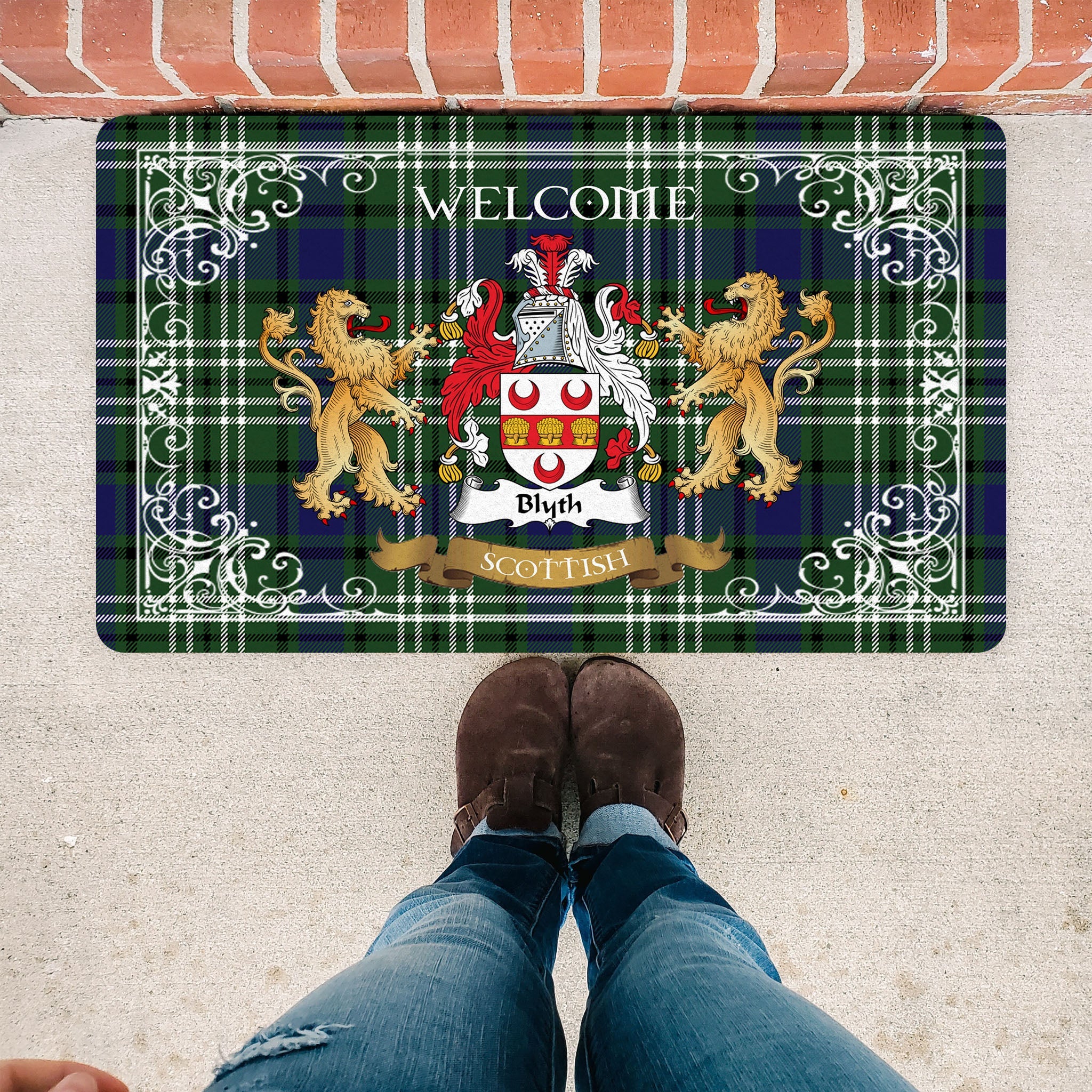 Scotstee Shop Tartan Door Mat The Family Blyth Scottish Plaid Doormat, Welcome Mat, Christmas Door Mat