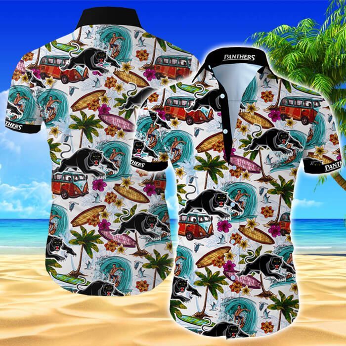 Penrith Panthers Hawaii Shirt Tropical Flower Short Sleeve Slim Fit Body Ha54320