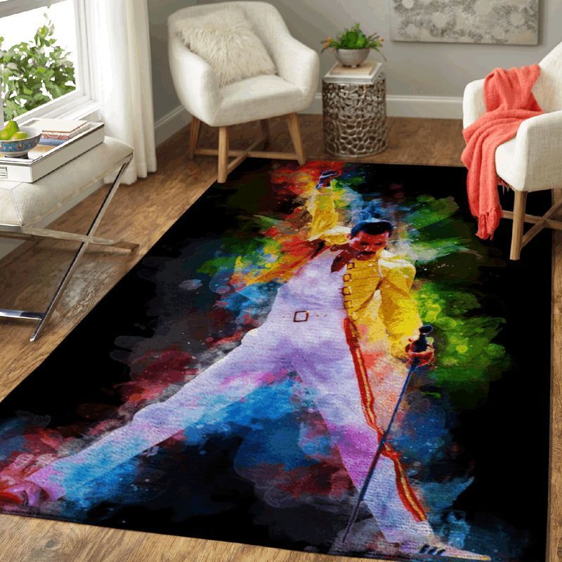 Queen Band Freddie Mercury We Are The Champions Area Rug Living Room Rug Home Decor Floor Decor