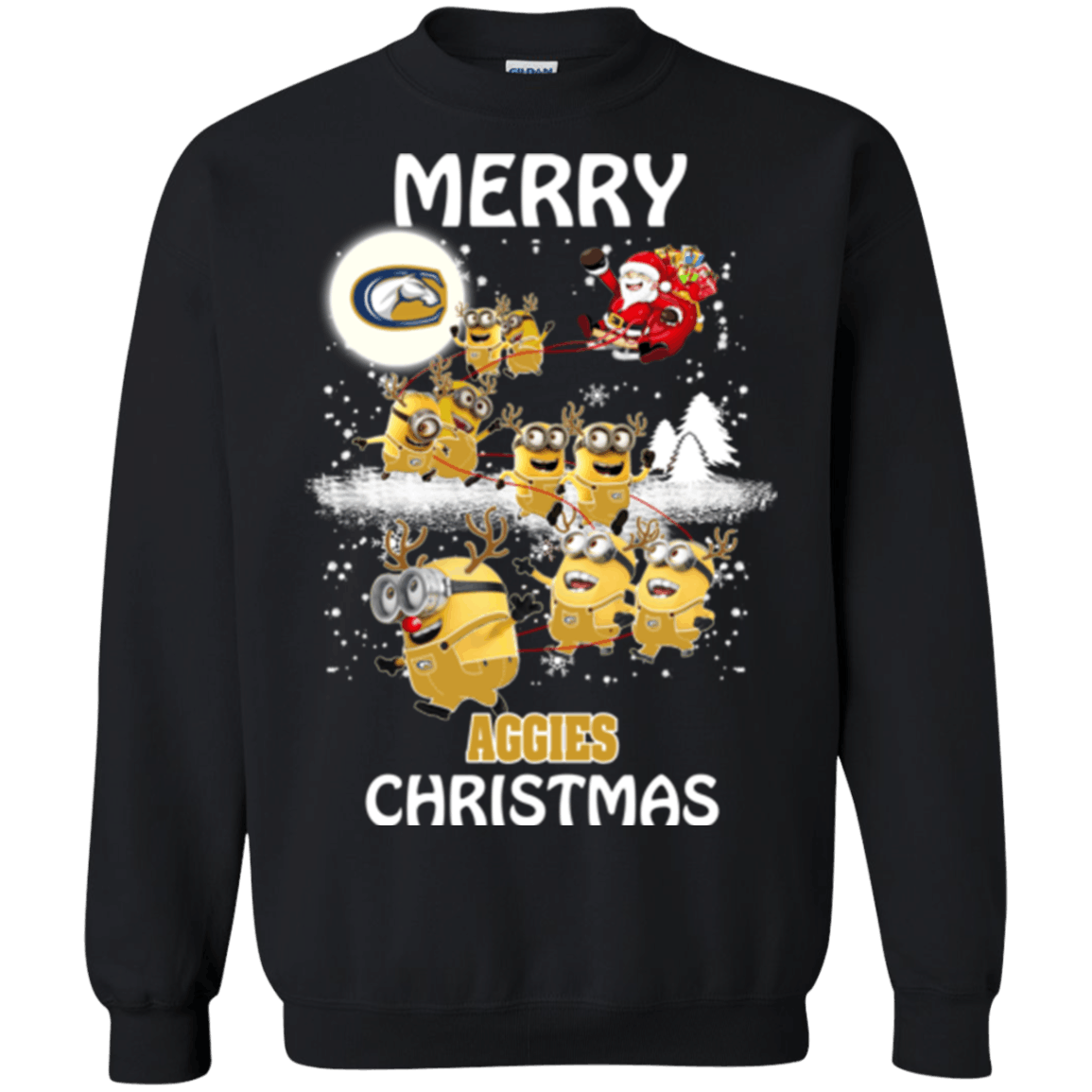 Incredible UC Davis Aggies Minion Ugly Christmas Sweaters Santa Claus With Sleigh Sweatshirts